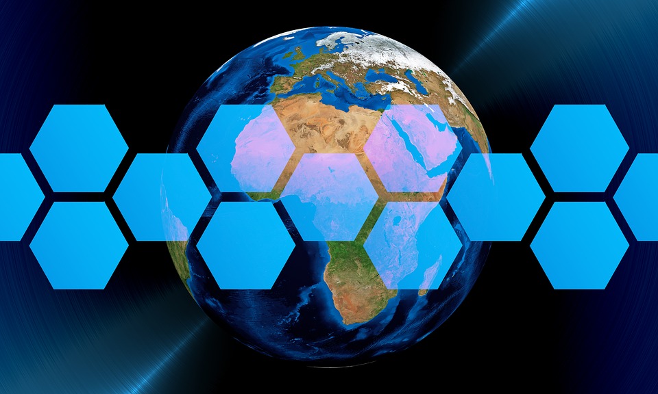 Hexagons on top of an image of Earth